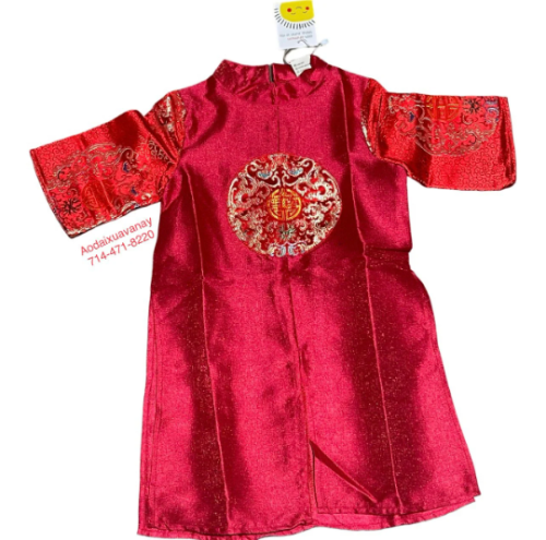 Áo dài bé trai 4 5 6 7 8 9 tuổi Áo dài gấm đỏ Áo dài tết Boy ao dai New year ao dai Red brocade ao dai size 4 5 6 7 8 9