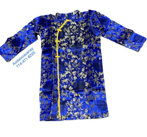 Áo dài gấm bé trai 1 2 3 4 5 6 7 8 tuổi Áo dài gấm xanh Áo dài tết Boy ao dai New year ao dai Blue Gold Brocade ao dai size 1 2 3 4 5 6 7 8